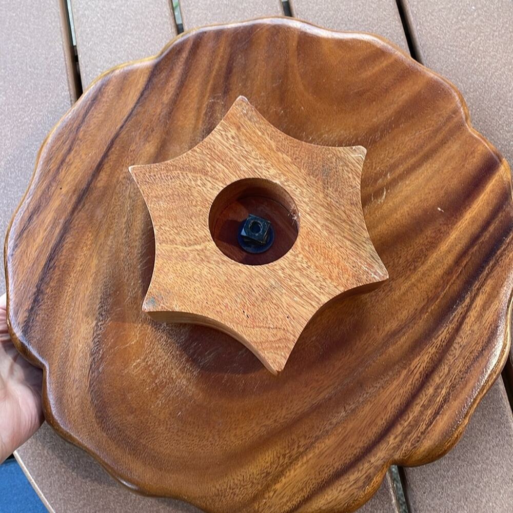 Mid-Century Modern Wood Lazy Susan Serving Storage Station - Picture 2 of 3